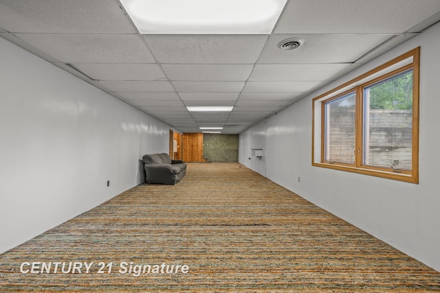 9 Wiltse Ct, Saginaw, MI 48603 - basement with a paneled ceiling and carpet floors