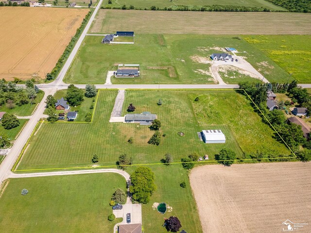 8955 Grafton Rd, Newport, MI 48166 - overview of rural landscape featuring property boundaries highlighted and rows of crops