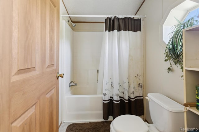 4591 Swaffer Rd, Millington, MI 48746 - bathroom featuring shower / bath combination with curtain and a textured ceiling