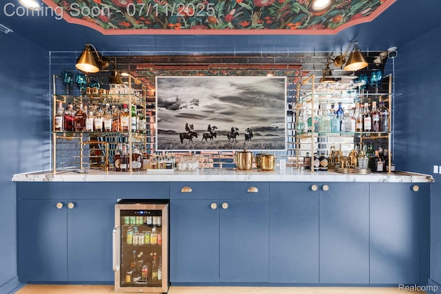 258 Edmund Pl, Detroit, MI 48201 - indoor dry bar with wine cooler