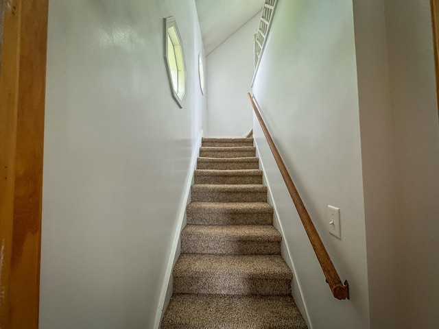 2620 N 184th Ave, Walkerville, MI 49459 - stairs with baseboards and carpet flooring