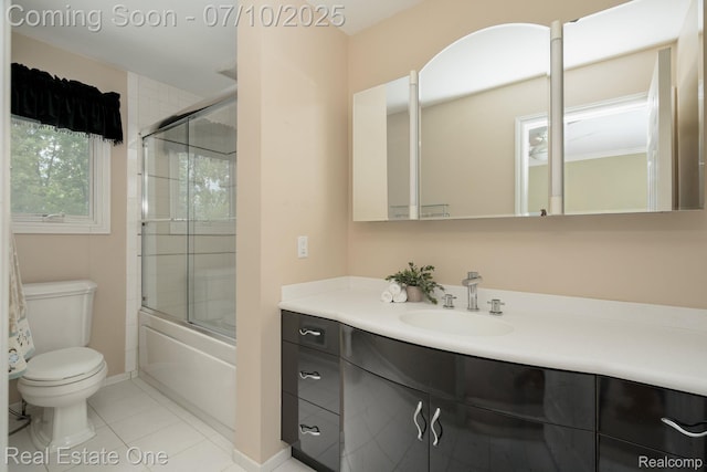 6120 Evanswood Rd, Troy, MI 48085 - full bathroom featuring vanity, shower / bath combination with glass door, and tile patterned flooring