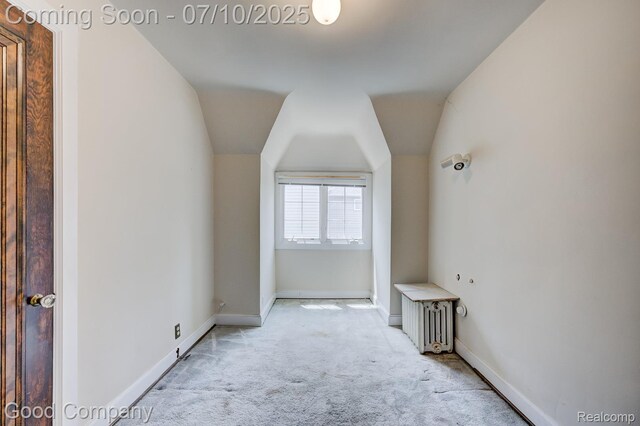 66 Oakdale Blvd, Pleasant Ridge, MI 48069 - additional living space featuring light colored carpet, vaulted ceiling, and radiator