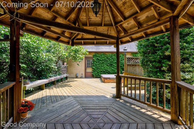 66 Oakdale Blvd, Pleasant Ridge, MI 48069 - wooden deck featuring a gazebo and a covered hot tub