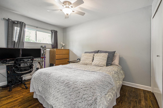 646 Dellwood Dr, Ann Arbor, MI 48103 - bedroom featuring a closet, wood finished floors, and a ceiling fan
