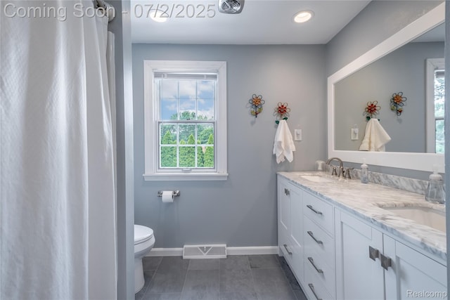 11216 Old Bridge Rd, Grand Blanc, MI 48439 - bathroom featuring double vanity, tile patterned flooring, and recessed lighting