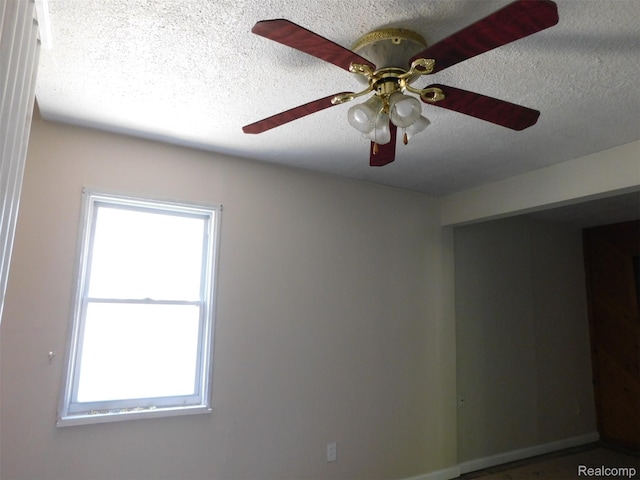 18949 Wall St, Melvindale, MI 48122 - empty room with plenty of natural light, a ceiling fan, and a textured ceiling