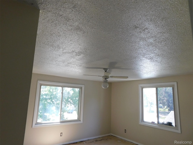 18949 Wall St, Melvindale, MI 48122 - unfurnished room with a textured ceiling and ceiling fan