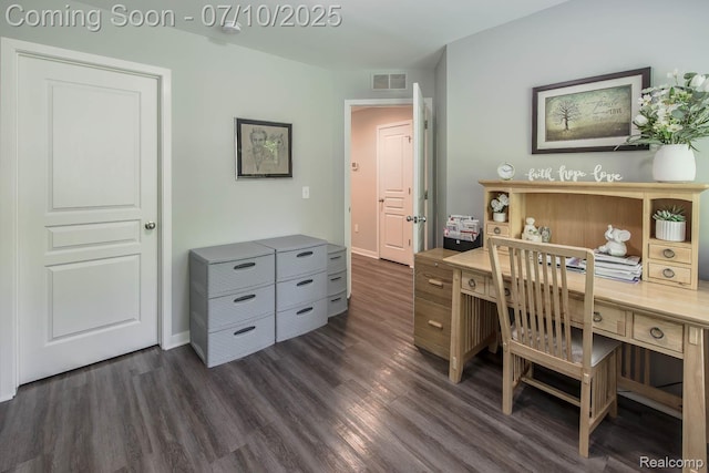 2489 Hatchery Crossing Dr, Waterford, MI 48329 - home office featuring dark wood-style flooring and baseboards