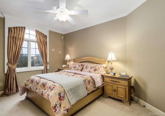 18198 Shelley Pond, Northville, MI 48168 - bedroom with light carpet, crown molding, and ceiling fan