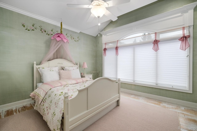18198 Shelley Pond, Northville, MI 48168 - bedroom featuring vaulted ceiling and a ceiling fan