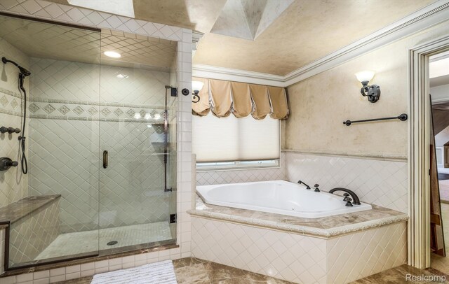 18198 Shelley Pond, Northville, MI 48168 - full bathroom with a garden tub, a shower stall, and tile patterned flooring