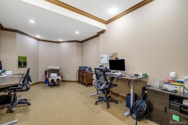 18198 Shelley Pond, Northville, MI 48168 - carpeted office space with ornamental molding and recessed lighting