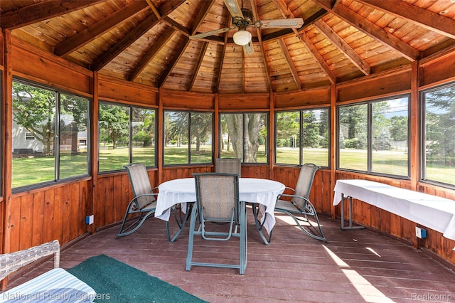 1306 Bishops Ter, Wixom, MI 48393 - sunroom featuring a ceiling fan and outdoor dining space