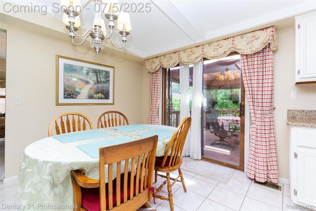 6626 Lake Pointe, Shelby Twp, MI 48317 - dining room featuring a chandelier and light tile patterned flooring