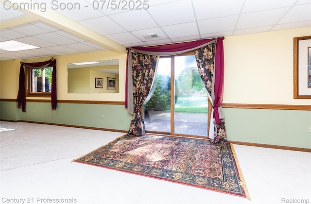 6626 Lake Pointe, Shelby Twp, MI 48317 - doorway featuring carpet flooring and a drop ceiling