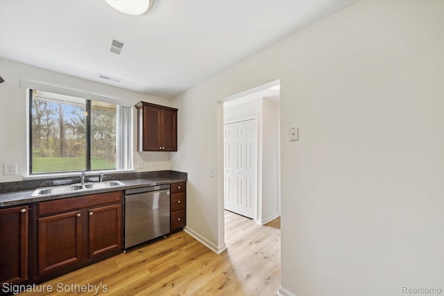 21920 Indian Creek Dr, Farmington Hills, MI 48335 - kitchen with dishwasher, dark countertops, and light wood-style flooring