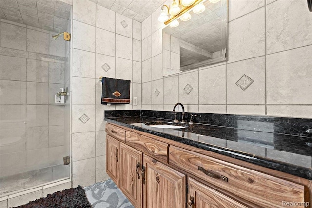20213 Whitby Dr, Livonia, MI 48152 - full bathroom with tile walls, vanity, and a shower stall