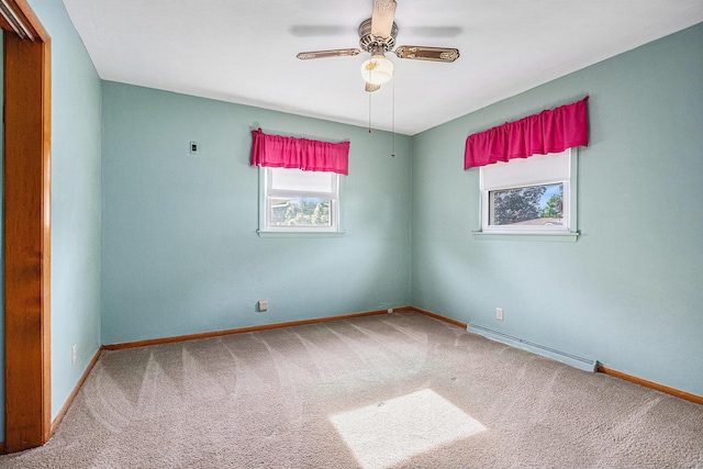 981 Vinewood Dr, Saint Joseph, MI 49085 - carpeted empty room featuring a baseboard radiator and a ceiling fan