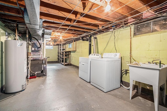 981 Vinewood Dr, Saint Joseph, MI 49085 - basement featuring water heater and washing machine and dryer