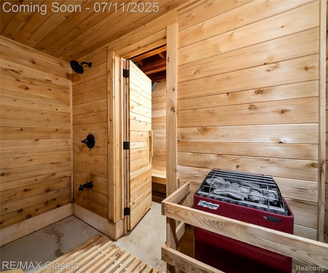 25067 Skye Dr, Farmington Hills, MI 48336 - relaxing sauna featuring wood walls and wood ceiling