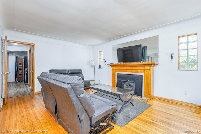 17237 Philomene Blvd, Allen Park, MI 48101 - living area featuring wood-type flooring, plenty of natural light, and a fireplace with flush hearth