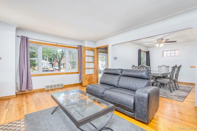 17237 Philomene Blvd, Allen Park, MI 48101 - living room featuring wood finished floors and ceiling fan