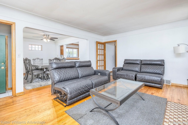 17237 Philomene Blvd, Allen Park, MI 48101 - living room with light wood-type flooring and ceiling fan