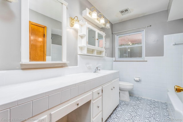 17237 Philomene Blvd, Allen Park, MI 48101 - full bath with tile walls, vanity, tile patterned floors, and a wainscoted wall
