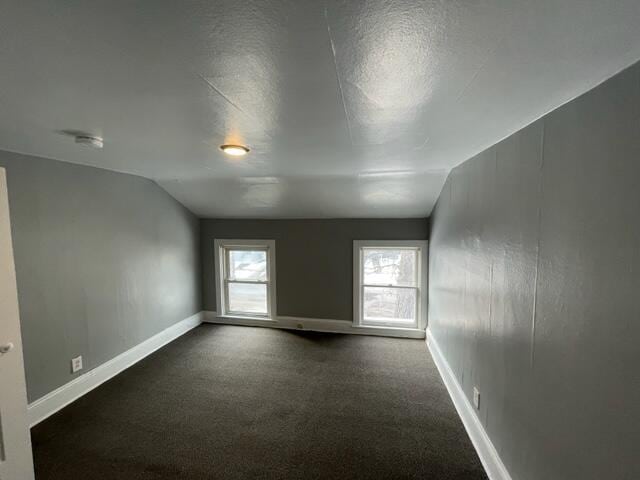 417 Oak St, Kalamazoo, MI 49007 - unfurnished room featuring dark carpet and lofted ceiling