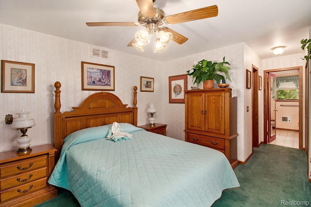 10363 E Bristol Rd, Davison, MI 48423 - carpeted bedroom featuring wallpapered walls and ceiling fan