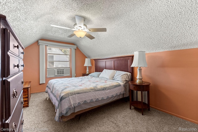17729 Harman St, Melvindale, MI 48122 - bedroom featuring light carpet, a textured ceiling, lofted ceiling, ceiling fan, and cooling unit
