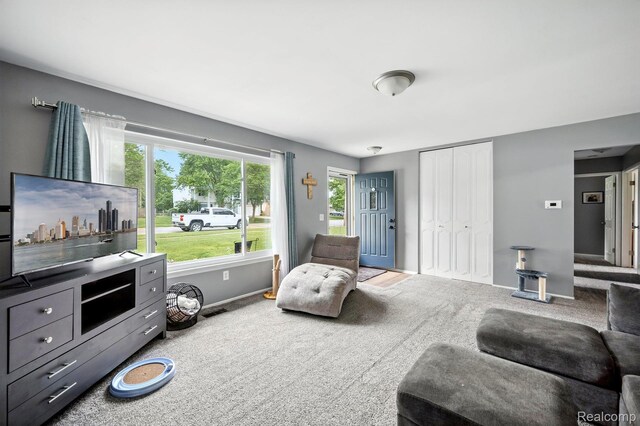 803 S Dayton St, Davison, MI 48423 - living room featuring carpet and baseboards