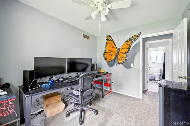 803 S Dayton St, Davison, MI 48423 - carpeted home office featuring ceiling fan and baseboards