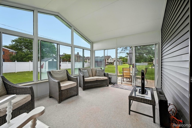 803 S Dayton St, Davison, MI 48423 - sunroom with vaulted ceiling, plenty of natural light, an outdoor hangout area, and a residential view