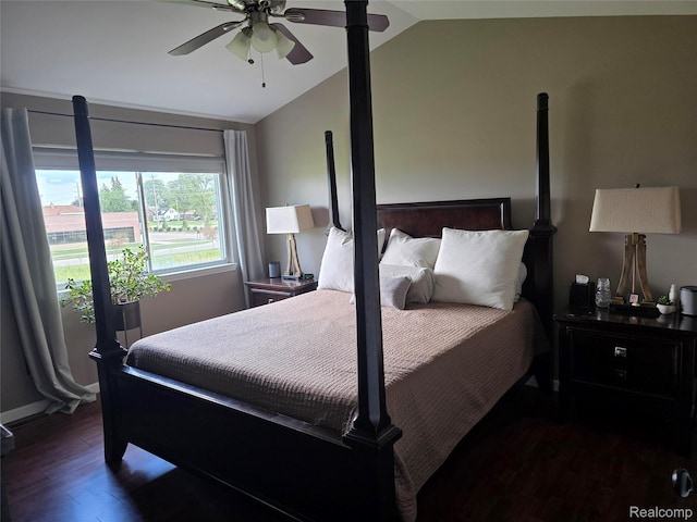25050 Constitution Ave, Warren, MI 48089 - bedroom with vaulted ceiling, wood finished floors, and a ceiling fan