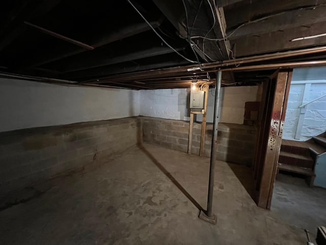 611 Steward Ave, Jackson, MI 49202 - unfinished basement featuring electric panel