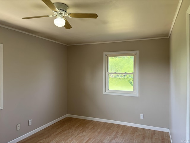 6143 Shepherd Rd, Adrian, MI 49221 - spare room featuring light wood-style floors, ceiling fan, and ornamental molding