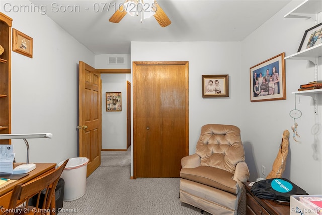 25416 Yale St S, Dearborn Heights, MI 48125 - sitting room featuring light colored carpet and a ceiling fan