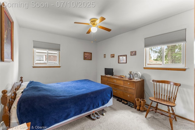 25416 Yale St S, Dearborn Heights, MI 48125 - bedroom featuring multiple windows, carpet flooring, and ceiling fan