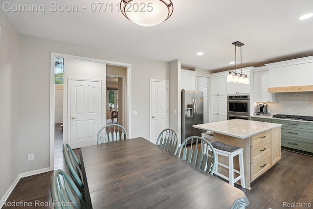 47451 Wallingford Ct, Canton, MI 48188 - dining area featuring dark wood-type flooring and recessed lighting