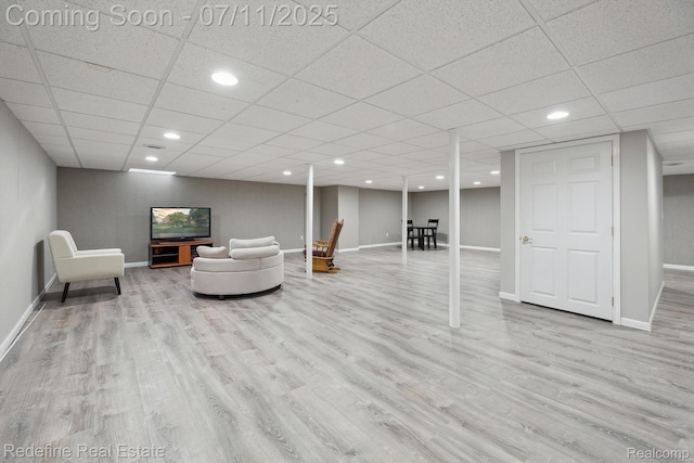 47451 Wallingford Ct, Canton, MI 48188 - living room with wood finished floors, a paneled ceiling, and recessed lighting