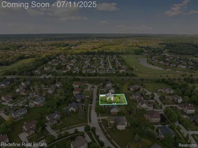47451 Wallingford Ct, Canton, MI 48188 - aerial view of property's location with property boundaries highlighted, nearby suburban area, and a large body of water