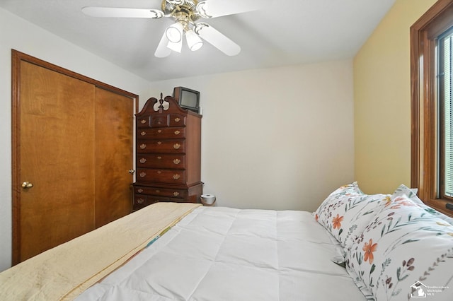 7369 Apple Grove Ln, Temperance, MI 48182 - bedroom with ceiling fan and a closet