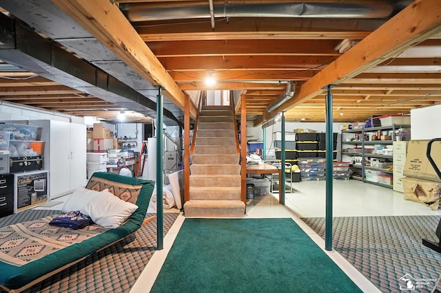 7369 Apple Grove Ln, Temperance, MI 48182 - basement with stairway and carpet floors