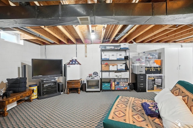 7369 Apple Grove Ln, Temperance, MI 48182 - basement featuring carpet flooring and concrete block wall