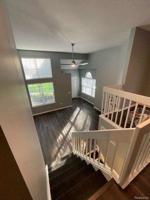 1530 Maryland Club Dr, Royal Oak, MI 48067 - staircase featuring wood finished floors and ceiling fan