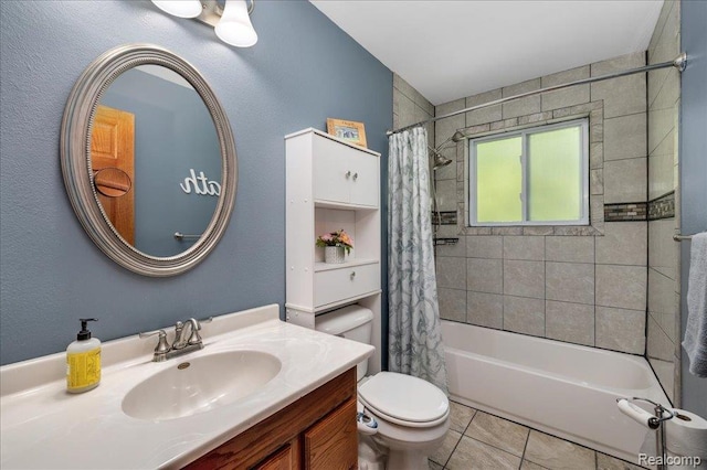14165 Crampton Rd, Camden, MI 49232 - bathroom featuring shower / bath combo, vanity, and tile patterned flooring