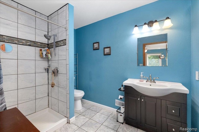 14165 Crampton Rd, Camden, MI 49232 - full bathroom featuring vanity, tiled shower, and tile patterned flooring