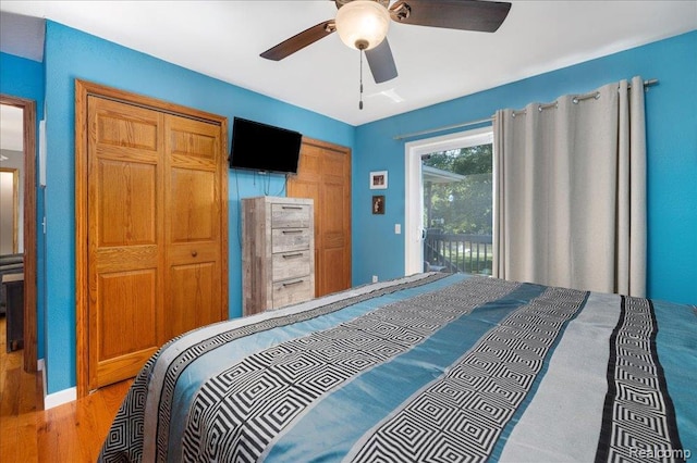 14165 Crampton Rd, Camden, MI 49232 - bedroom with wood finished floors and ceiling fan